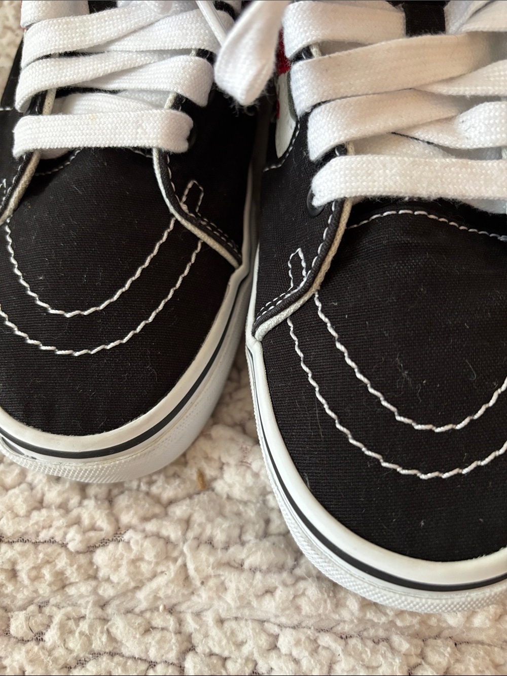 Vans Black & White Sneakers with Red Floral Accents - Picture 8 of 9